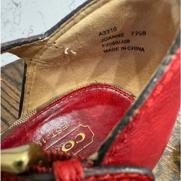 Coach Joanne Leather stacked heel with gold buckles size 7.5 women’s - Picture 3 of 8